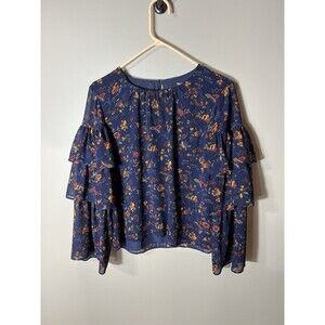 Madewell Women’s Boho Blue Floral Top Size Medium